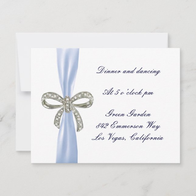 Carte de réception de mariage au diamant bleu (Devant)