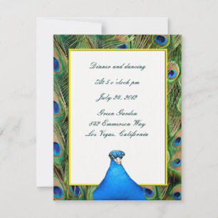Carte de réception de mariage au paon