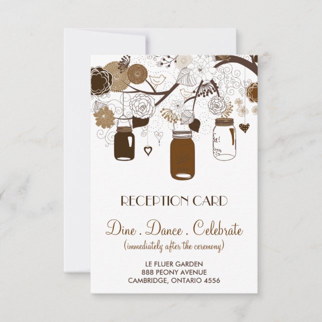 Carte de réception de mariage avec pots Mason marr (Devant)