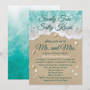 Carte de réception de mariage Beach Waves