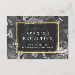 Carte de réception de mariage Black Gold Rose Bouq