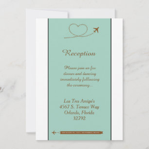 Carte de réception de mariage Blue Airplane Heart