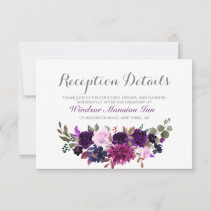 Carte de réception de mariage bohème florale lavan