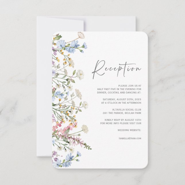 Carte de réception de mariage Boho fleur sauvage (Devant)