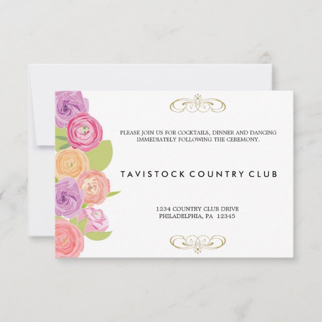 Carte de réception de mariage Cascading Flowers (Devant)
