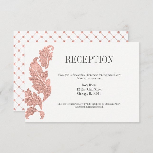 Carte de réception de mariage classique Rose Gold  (Devant / Derrière)