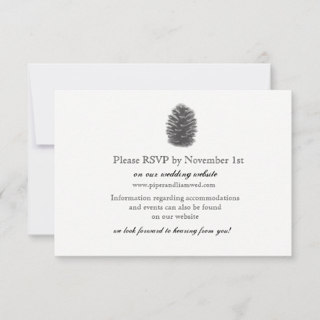 Carte de réception de mariage Cône de Pin (Devant)