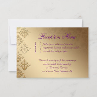 Carte de réception de mariage Damask indien violet