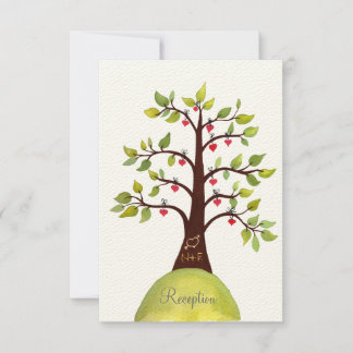 Carte de réception de mariage d'arbre vert aquarel