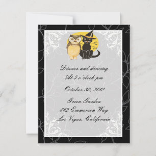 Carte de réception de mariage de Halloween de chat