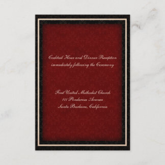 Carte de réception de mariage d'hiver rouge et noi