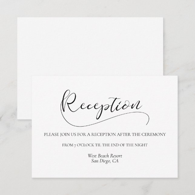 Carte de réception de mariage en calligraphie élég (Devant / Derrière)