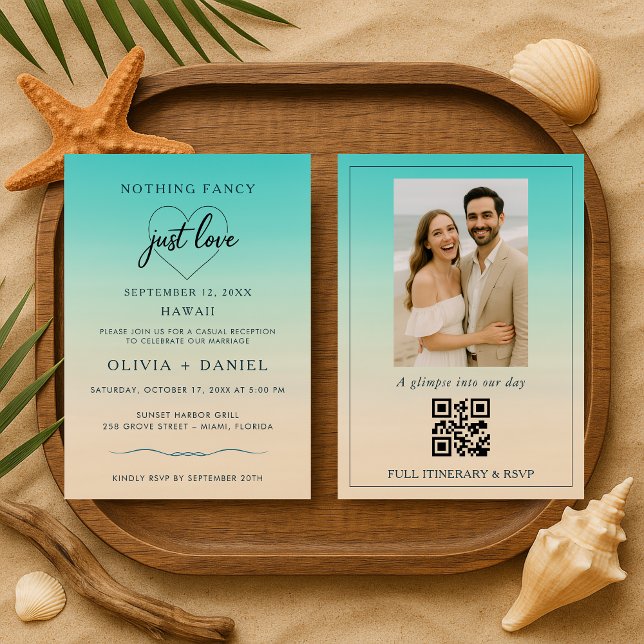 Carte de réception de mariage en fuite sur la plag (Créateur téléchargé)