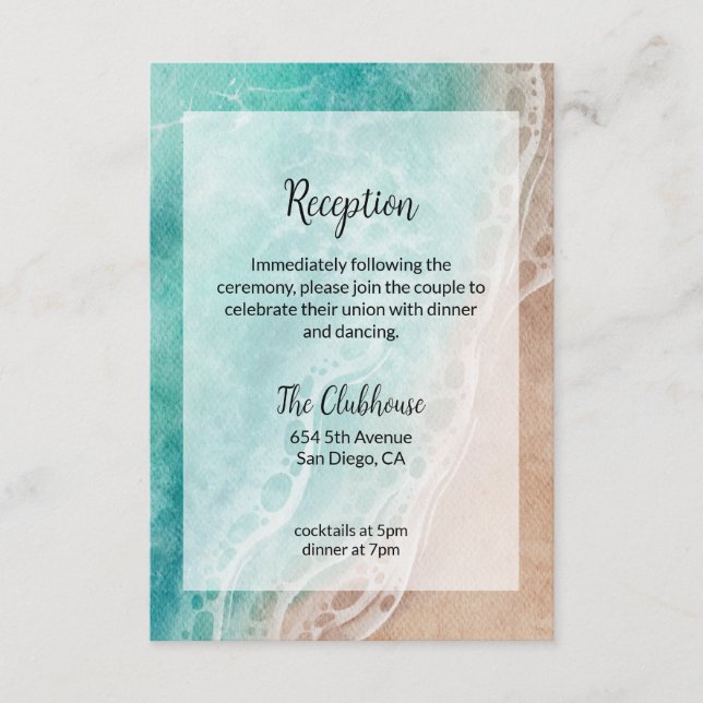 Carte de réception de mariage en plein air sur la  (Devant)