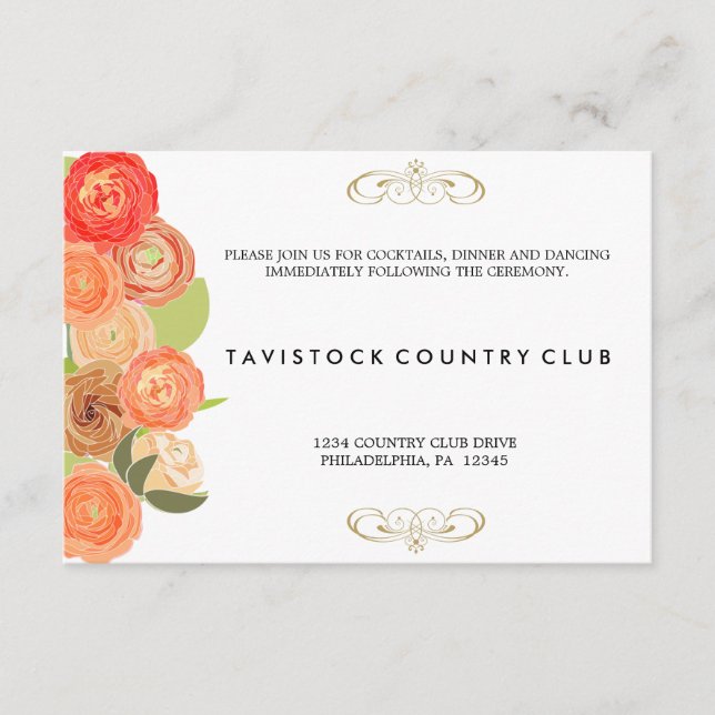 Carte de réception de mariage Fleurs en cascade (Devant)