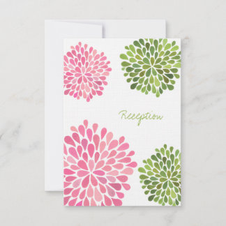 Carte de Réception de Mariage Fleurs Roses & Verte