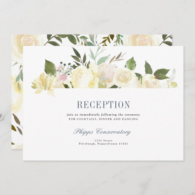 Carte de réception de mariage Floral Boho (Devant / Derrière)
