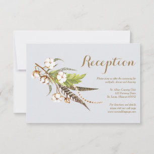 Carte de réception de mariage florale en coton rus