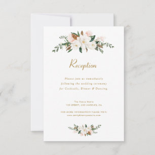 carte de réception de mariage florale magnolia bla