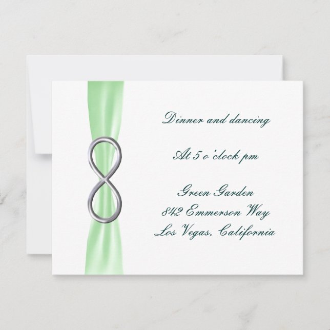 Carte de réception de mariage Green Infinity (Devant)