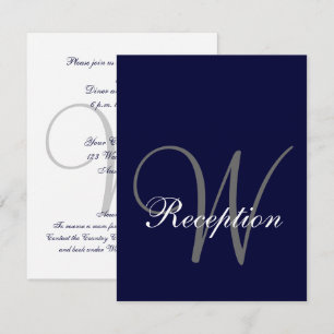 Carte de réception de mariage gris bleu marine