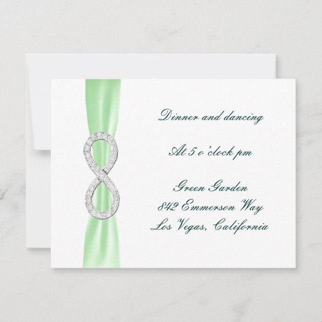 Carte de réception de mariage Infinity Green Diamo (Devant)