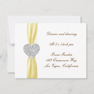 Carte de réception de mariage jaune à cœur de diam