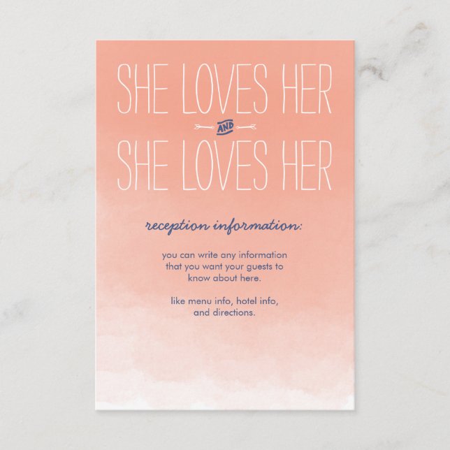 Carte de réception de mariage lesbien Elle l'aime (Devant)