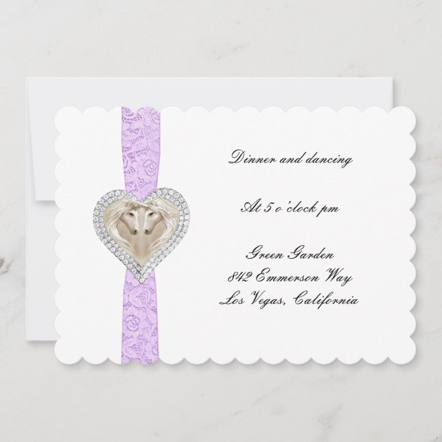 Carte de réception de mariage Licorne Violet en De (Devant)