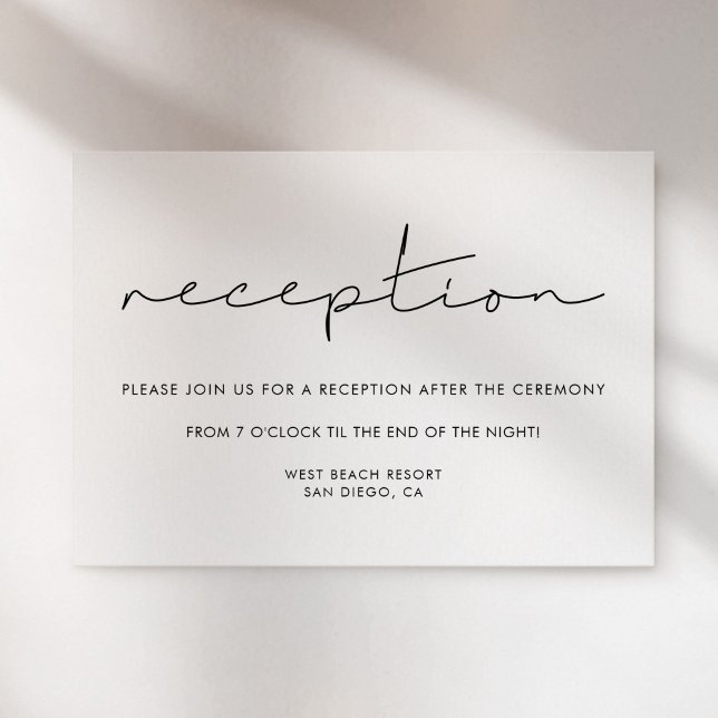 Carte de réception de mariage manuscrite minimalis (Minimalist handwritten wedding reception card)