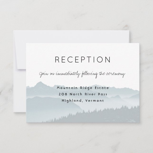 Carte de réception de mariage Misty Mountain Ridge (Devant)