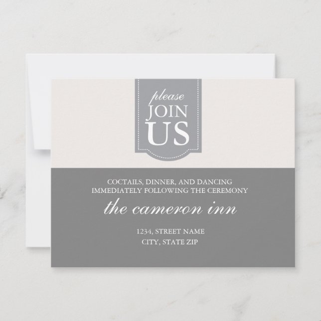 Carte de réception de mariage moderne avec ruban p (Devant)