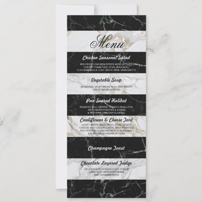 Carte de réception de mariage noir et blanc à moti (Devant)