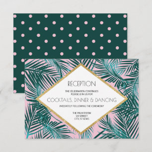 Carte de réception de mariage Pink Palm Deco