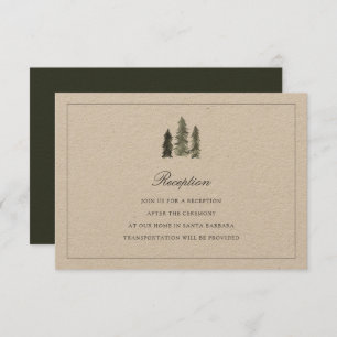 Carte de réception de mariage pour la forêt de pin