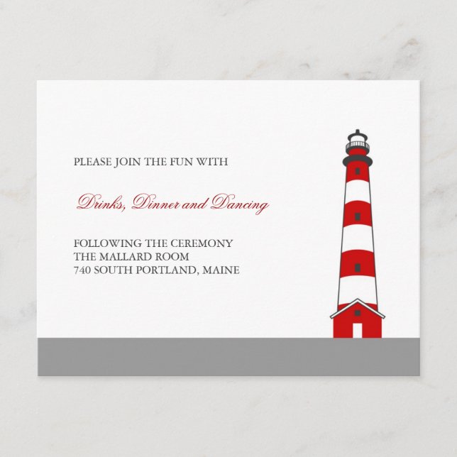 Carte de réception de mariage pour phare (Devant)