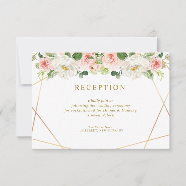 carte de réception de mariage rose flush (Devant)