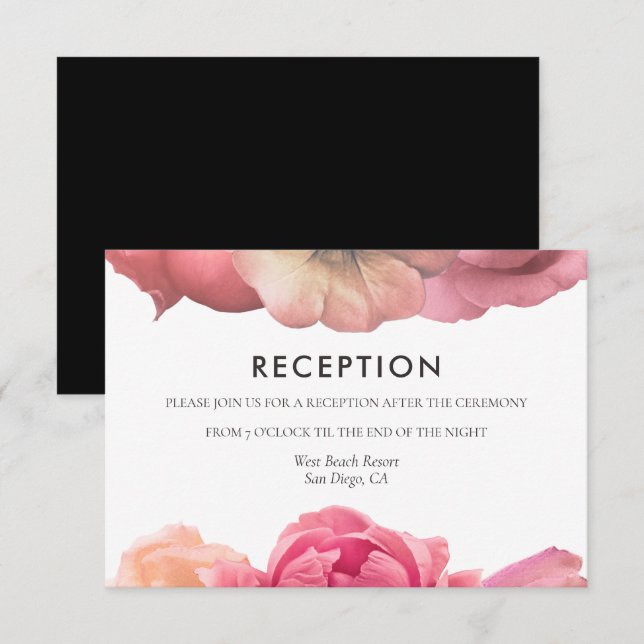 Carte de réception de mariage rose vintage élégant (Devant / Derrière)