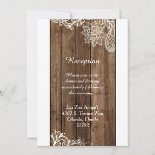 Carte de réception de mariage Rustic Wood Lace 3,5