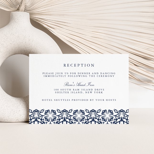 Carte de réception de mariage Santorini | Navy (Créateur téléchargé)