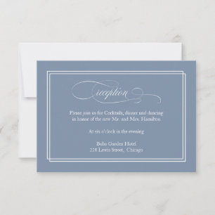 Carte de réception de mariage simple élégante bleu