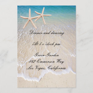 Carte de réception de mariage Starfish Beach