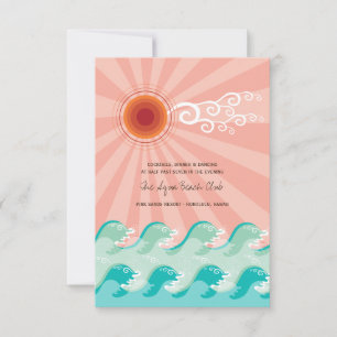 Carte de réception de mariage sur la plage avec so