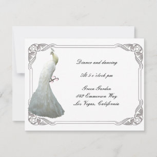 Carte de réception de mariage sur mesure Paon Blan