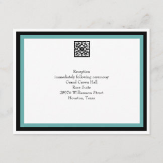 Carte de réception de mariage turquoise