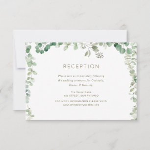 carte de réception de mariage vert eucalyptus