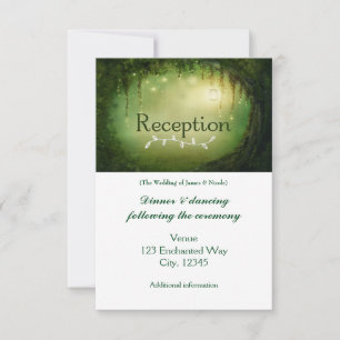 Carte de réception de mariage verte de la forêt en