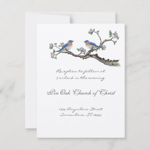 Carte de réception de mariage vintage Bluebirds
