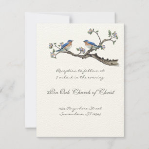 Carte de réception de mariage vintage Bluebirds