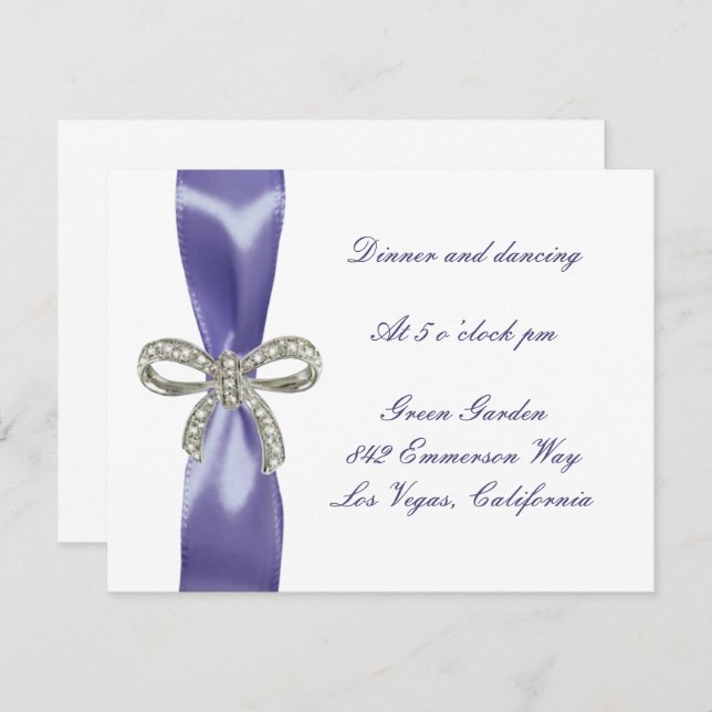 Carte de réception de mariage violet bleu Diamond  (Devant / Derrière)